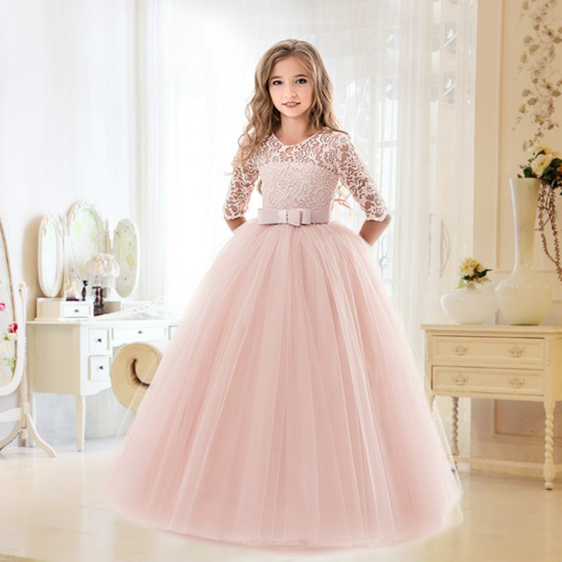 Modern Floral Princess Prom Dress for Girls – Luxe Lace Overlay + Voluminous Tutu Skirt
