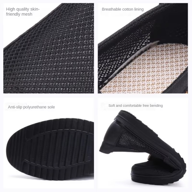 Summer Old Beijing Cloth Shoes Men's Mesh Shoes Breathable Mesh Shoes Comfortable Dad Shoes Soft soled Non slip Casual Large Sho