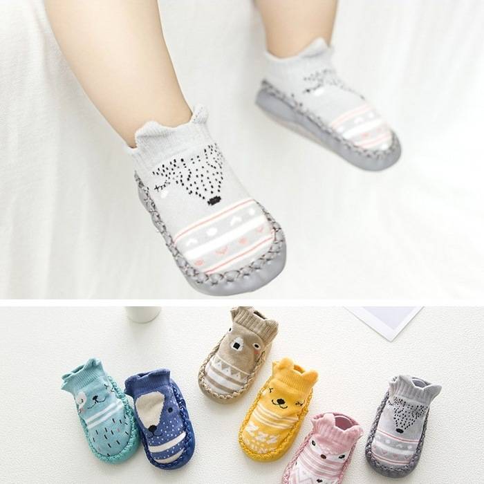 Baby Shoes Socks Children Infant Cartoon Socks Baby Gift Kids Indoor Floor Socks Leather Sole Non-Slip Thick Towel Socks