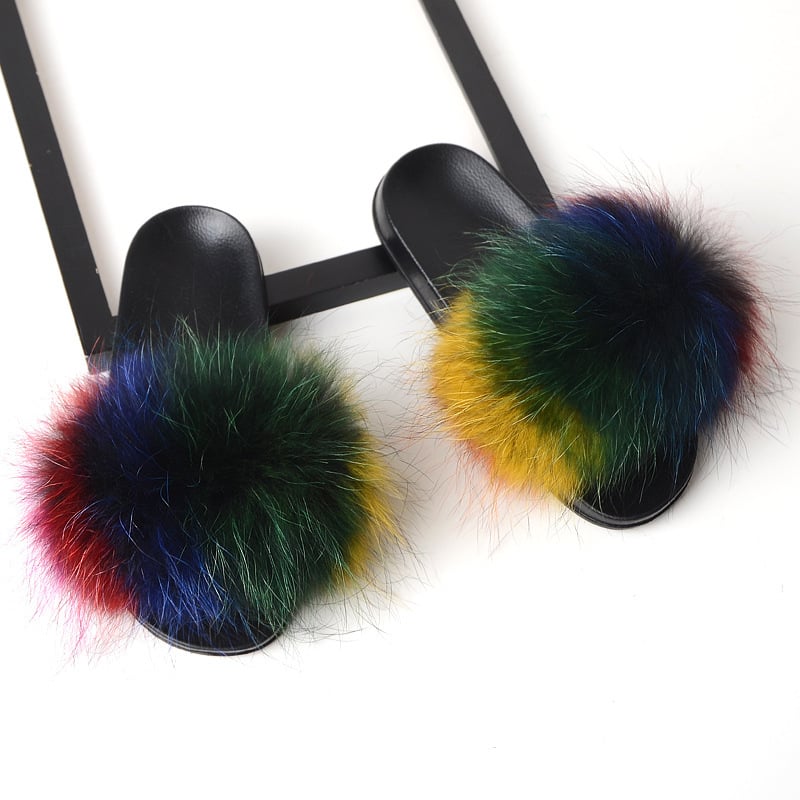 Fur slippers women furry slippers house woman shoes shoes family fluffy summer sandals ladies plush slippers