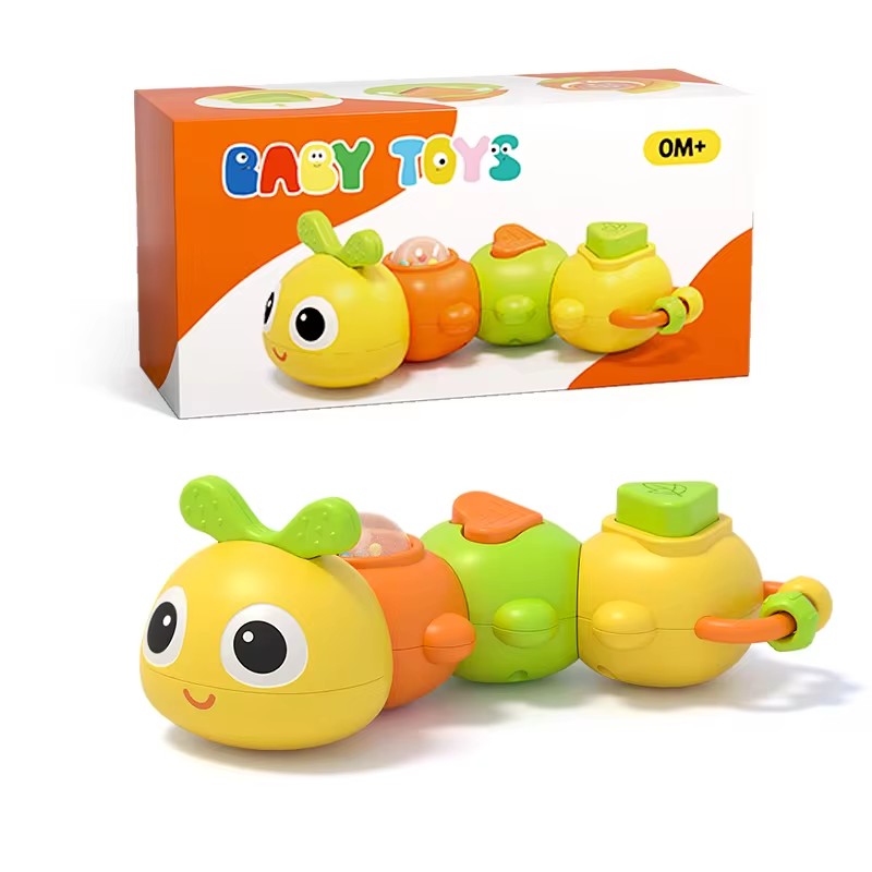 Baby Ringing Toy Cartoon Caterpillar Baby Gripping Finger Collaborative Training Soothing Puzzle Toy Parent Child Interaction