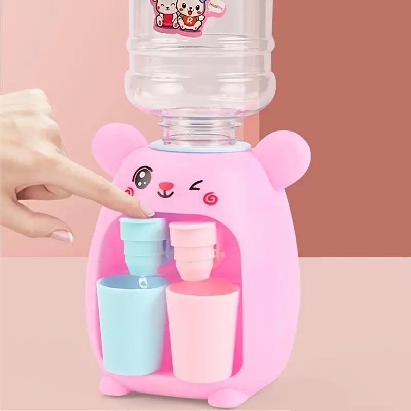Cute Mini Water Dispenser For Children Kids Gift Cold/Warm Water Juice Milk Drinking Fountain Simulation Cartoon Pig Kitchen Toy