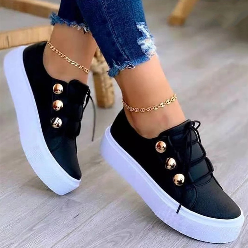 casual single shoes women European and American new round toe thick sole casual viscose shoes
