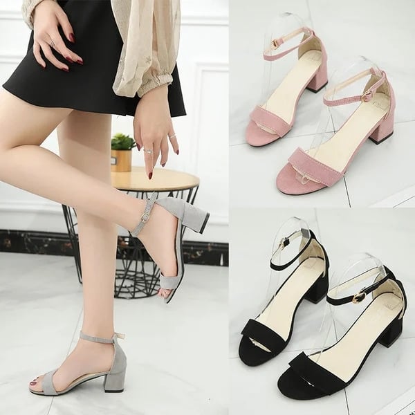 Summer new Korean fashion ladies word buckle with high heel shoes with open toe women's sandals