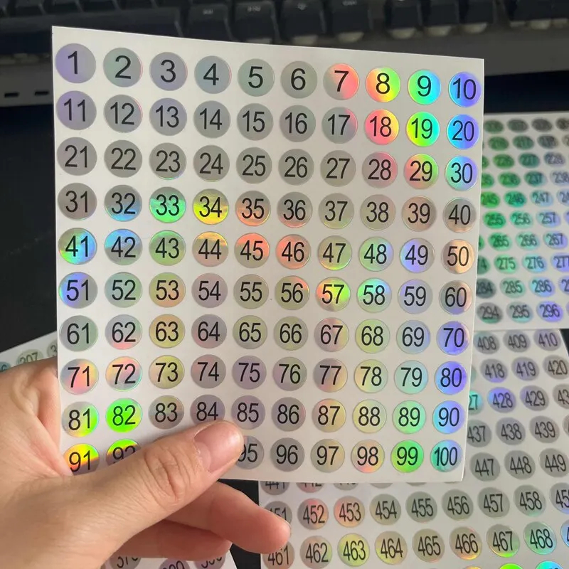 5 Sheet(1-500) Laser Number Sticker Label For Nail Polish Color Tips Display Marking Stickers Numbers Guide DIY Manicure Tools