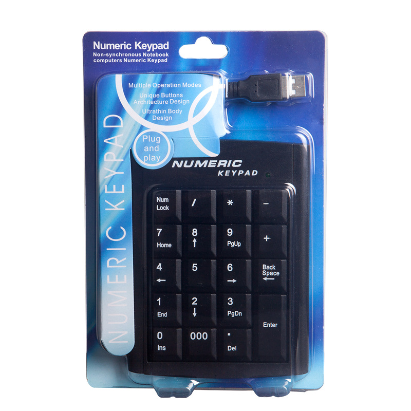 USB Numeric Keypad Wire Numpad Digital 19 Key Mini Keyboard For PC Laptop Notebook Tablets Accounting Number Pad Bank Stocks