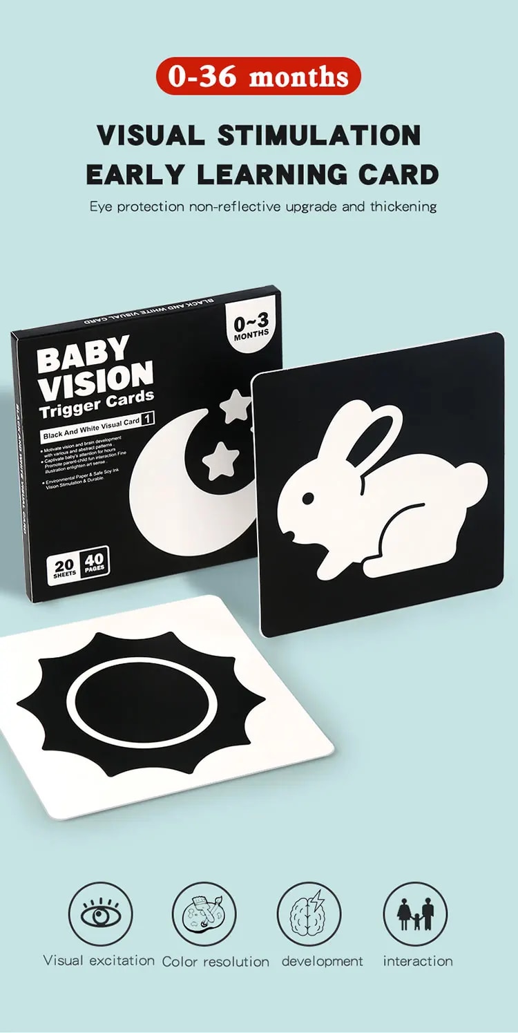 Baby Visual Stimulation Cards Montessori High Contrast Flash Card Infant Gift For Children Cognition Toy
