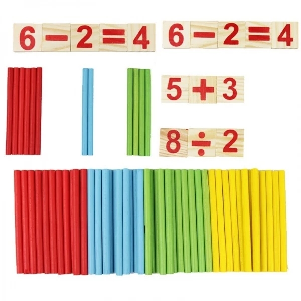 Colorful Bamboo Counting Sticks Baby Toy Montessori Teaching Aids Counting Rod Kindergarten Mathematics Learning Educational Toy