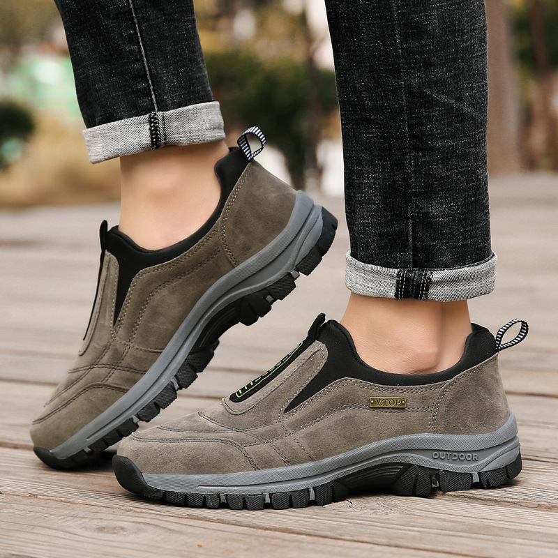Comfort Outdoor Sports Shoes Sneakers Slip-on Suede Hiking Shoes for Men