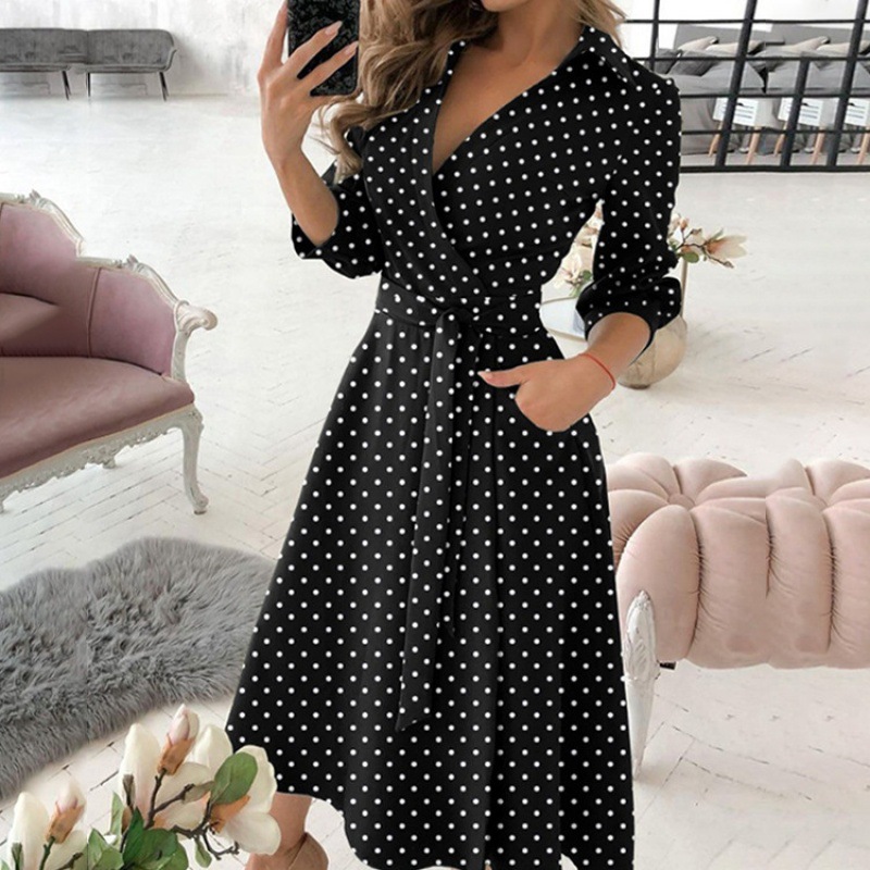 EBAYW Hot Spring/Summer Fashion Long Sleeve V-Neck Print Wrapped Hip Dress for Women