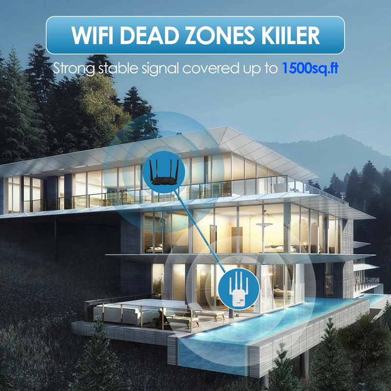 Wireless WiFi Repeater 1200Mbps Booster Extender Long Range 2.4GHz And 5GHz Internet Signal Amplifier Network 5G Repeater