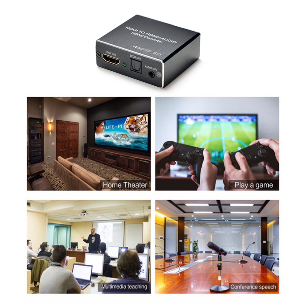 HDMI-compatible Audio Extractor Stereo Extractor Converter Optical TOSLINK SPDIF + 3.5mm Audio Splitter Adapter Black