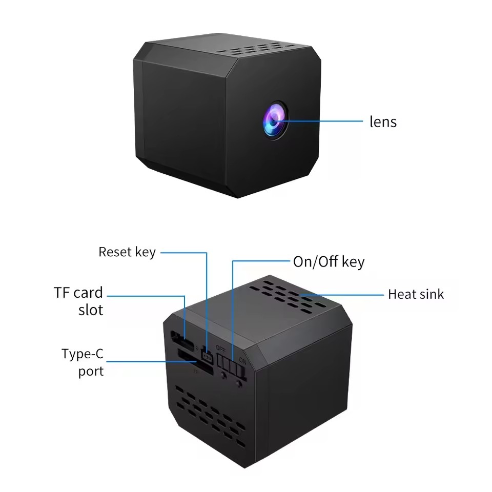 New F1 1080P Camera High Definition WiFi Remote Surveillance Night Vision Sports Camera Square-shaped Camera NEW 2026