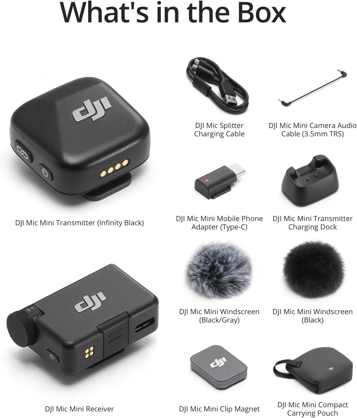 DJI Mic Mini (1 TX + 1 RX), Wireless Lavalier Microphone for iPhone/Camera/Android, Ultralight, Detail-Rich Audio, Noise Cancelling, Automatic Limitin