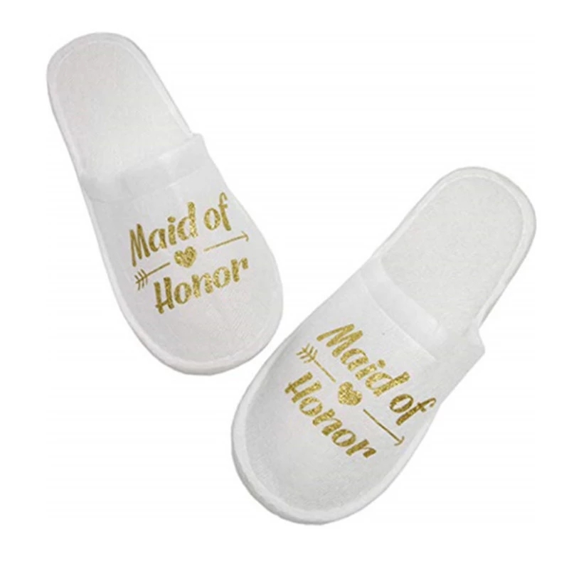 1 Pair Of Bridal Disposable Soft Slippers Wedding Decoration Team Groom Bachelorette Party Team Bridesmaid Hen Night Slippers
