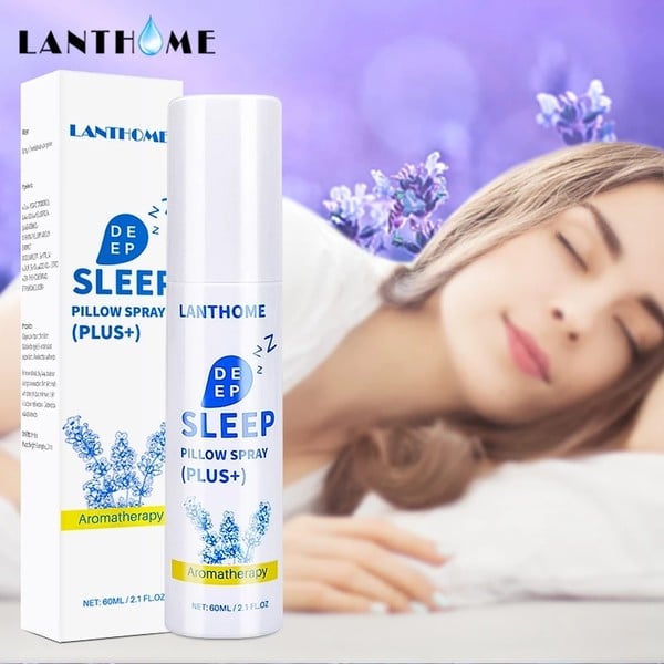 LANTHOME 60ml Sleeping Spray Aromatherapy Lavender Oil Deep Sleep Pillow Spray for 8 Hours Insomnia Therapy