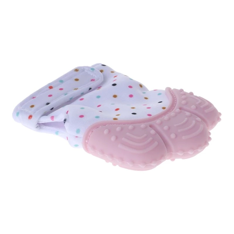 Baby Safe BPA Free Teether Mitten Gloves Cartoon Doughnut Infant Food Grade Silicone Chewing Teeth Training Molar Glove