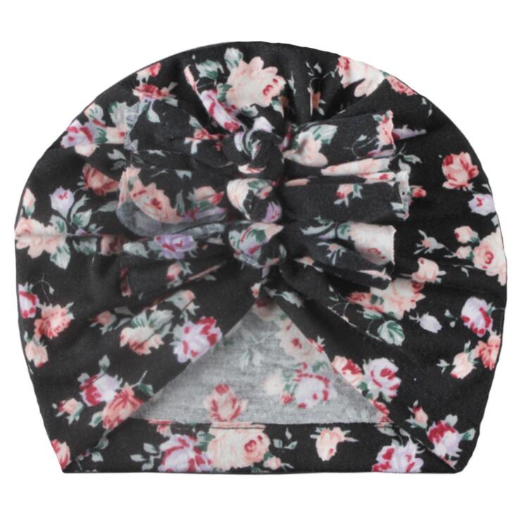 Children's Pullover cap new style endless print pleated bow Indian Hat Baby Hat