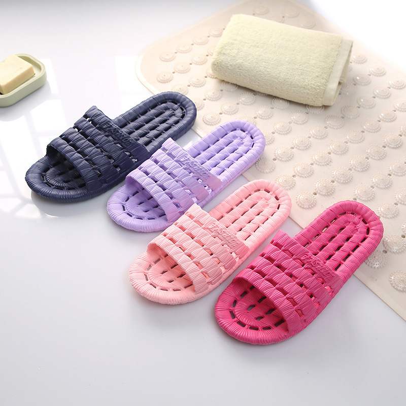 slippers four seasons bath leaky slippers men and women soft bottom hollow anti-skid couple bathroom sandals