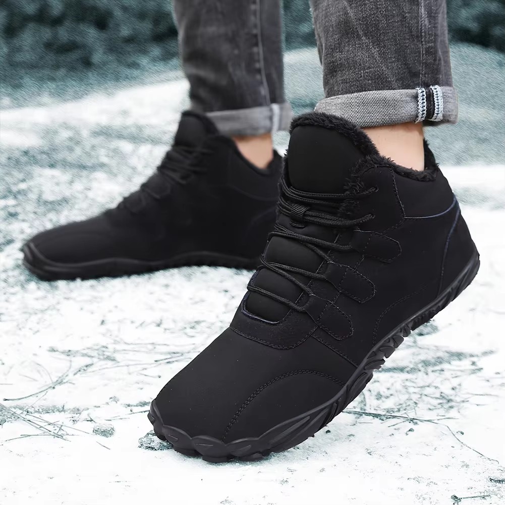 2024 Winter Barefoot Boots Men Waterproof Winter Sneakers Ankle Snow Shoes Plush Hiking Boots Warm Sporting Shoes Big Size 47