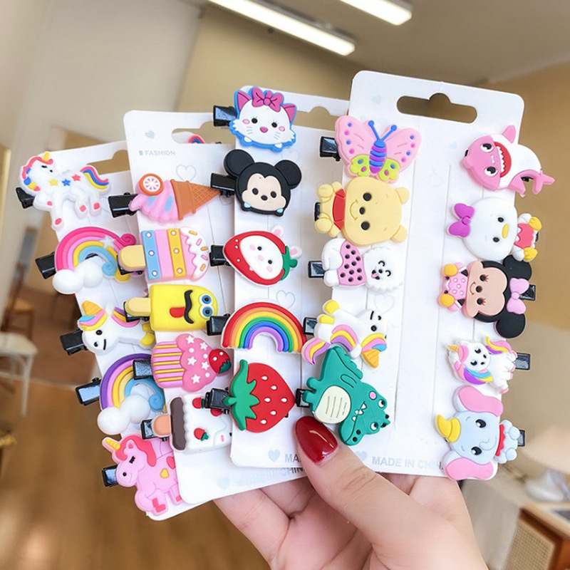 10PCS/Set New Girls Cute Cartoon Ice Cream Unicorn Hair Clips Kids Lovely Hairpins Headband Barrettes Fashion Hair Accessories