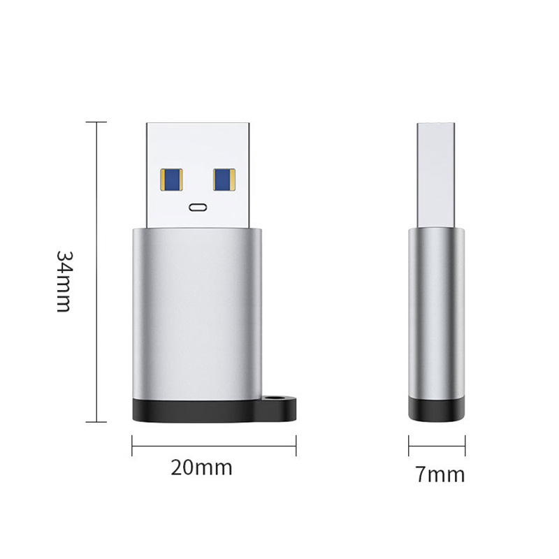 2pc USB3.0 Male to Type C Female Adapter Type C to A Charger Cable Converter for iPhone 11 12 Mini Pro Max Airpods iPad Data