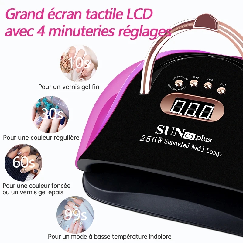 256W UV LED Nail Lamp Gel Nail Light for UV Gel Nail Polish 57LED UV Dryer with 4 Timers Professional for Nail Art Home Salon