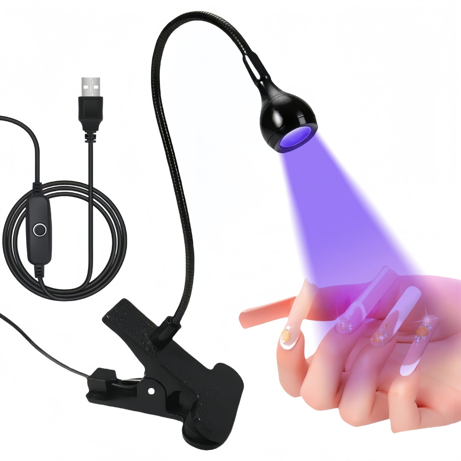 LED Clip Desk Lamp Rechargeable USB Led Flexible Table Lamps Cash Medical Product Detector UV Gel Curing Light For DIY Nail Art