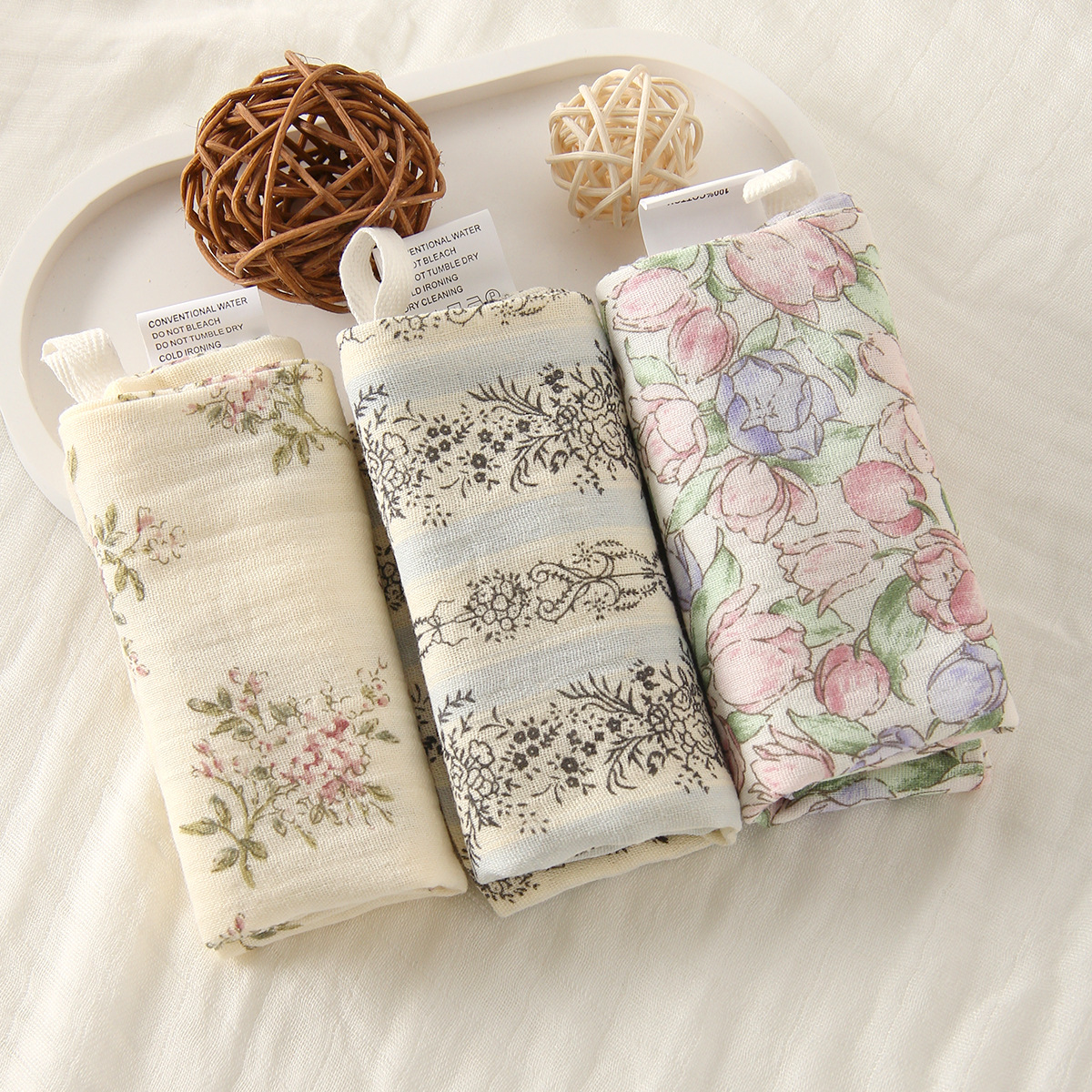 3Pcs Baby Cotton Washcloth Newborn Burp Cloth Square Towels 6-Layer Pure Cotton Soft Absorbent Gauze Cotton Baby Towels