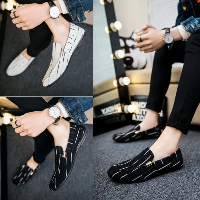 Spring new men's shoes social guy casual shoes lazy tide shoes set foot peas shoes men's stripes 39-44