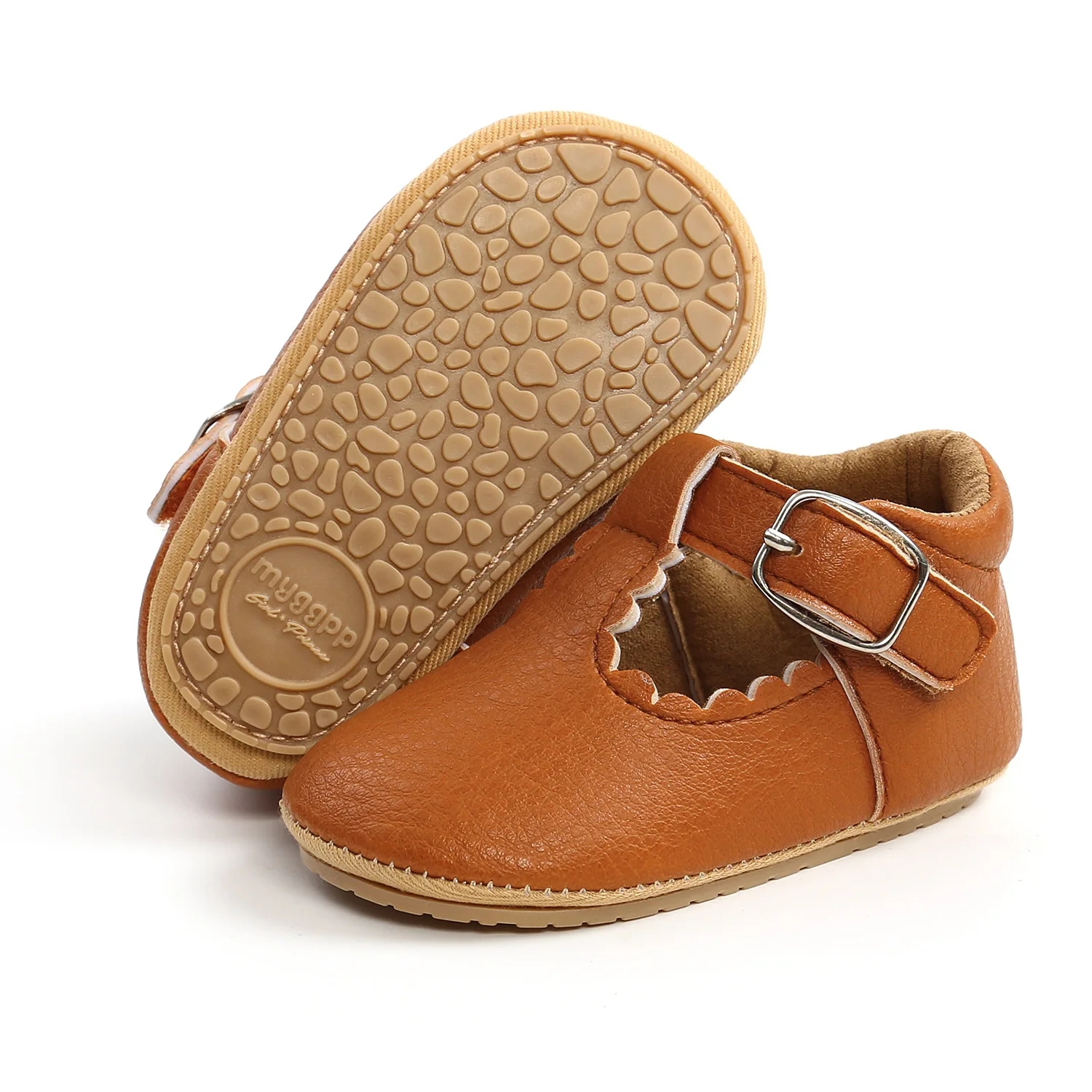 Newborn Baby Shoes Stripe PU Leather Boy Girl Shoes Toddler Rubber Sole Anti-slip First Walkers Infant Moccasins