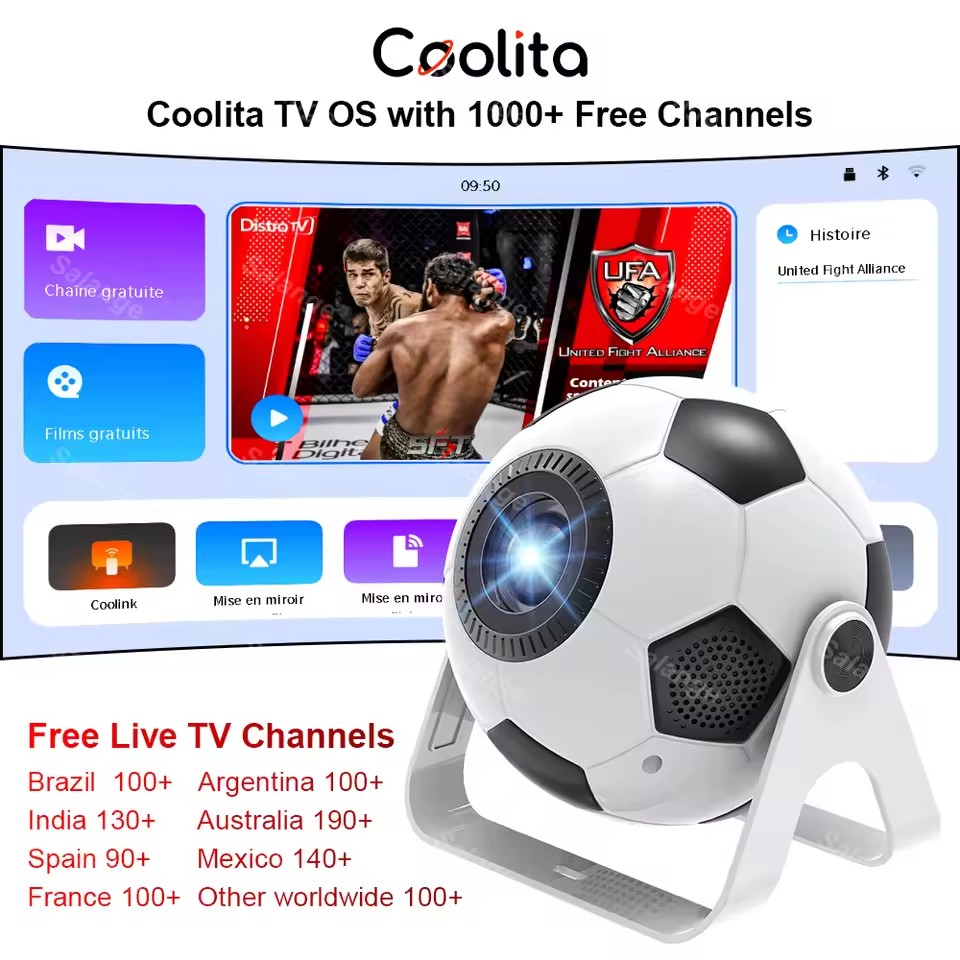 Salange P361 Mini Projector 300 ANSI 4K HD Coolita OS Football-Shaped Home Decor Upgrade Home Movie Video Portable Proyector 5