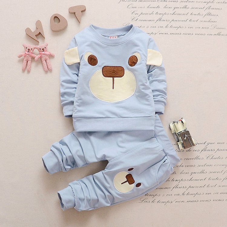 Cute Bear 2 Kids Summer Boy Short T-shirt and Shorts Sets Baby Boy Children Clothes Suits