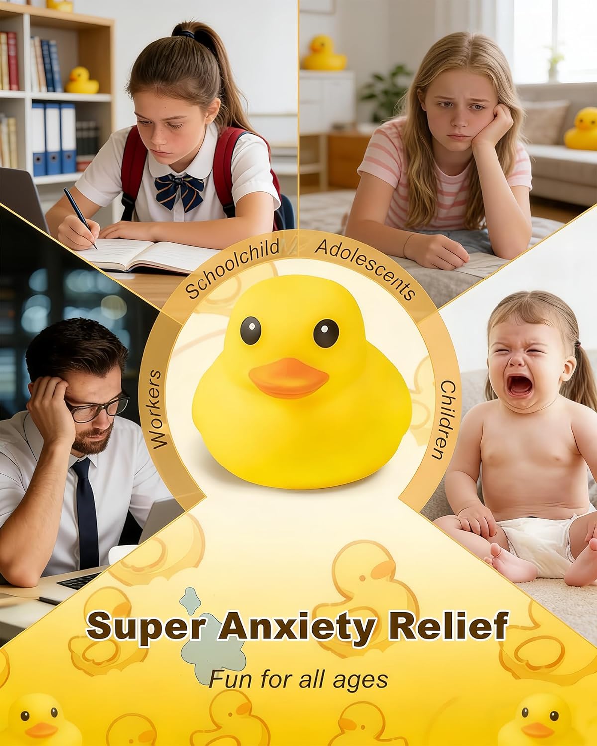 Duck Squishy Squeeze Toy – Stress Relief & Sensory Fidget Toy for Kids & Adults | Soft TPR Anxiety Relief Toy, Cute Party Favor, Desk Decor & Autism/G