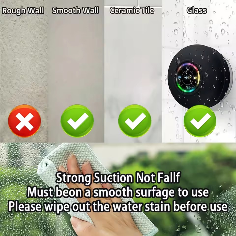 2025 Bathroom Waterproof Wireless Bluetooth Speaker Large Suction Cup Mini Portable Speaker Outdoor Sports Stereo Speaker