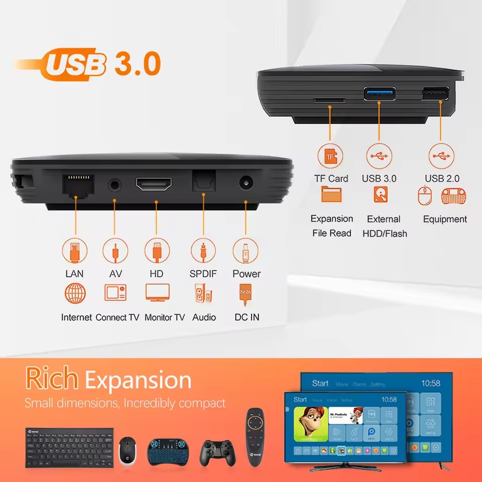 VONTAR X3 4GB 64GB 8K TV BOX Android 9 Smart Android TVBOX 9.0 Amlogic S905X3 Wifi 1080P BT 4K Set Top Box media player