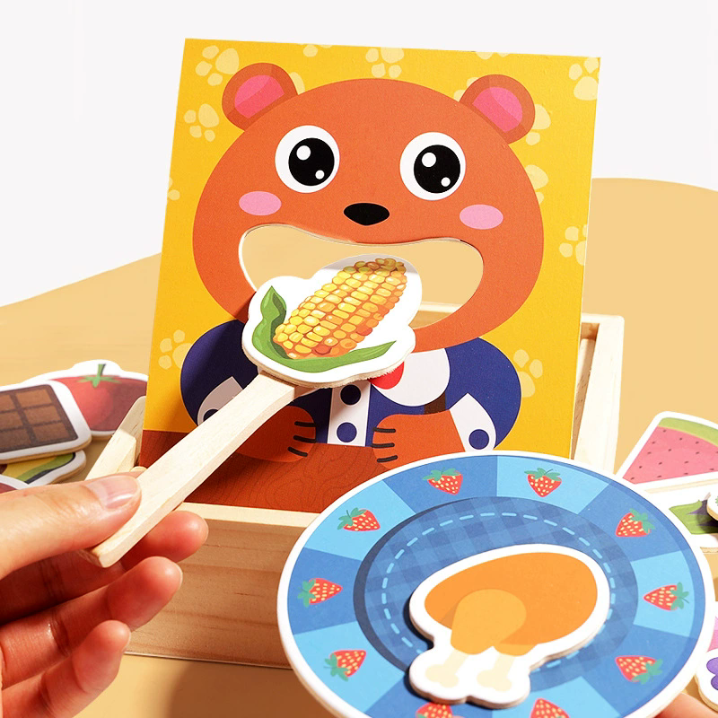 1PC Parent child simulation teddy bear feeding game, early childhood education, baby's fine action, spoon training toy
