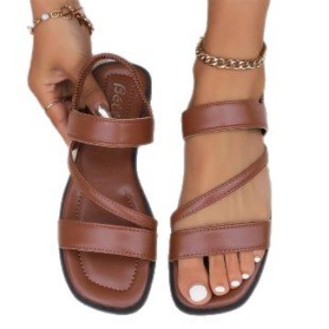 Flat sandals women's new retro casual versatile beach fashion Roman women's sandals