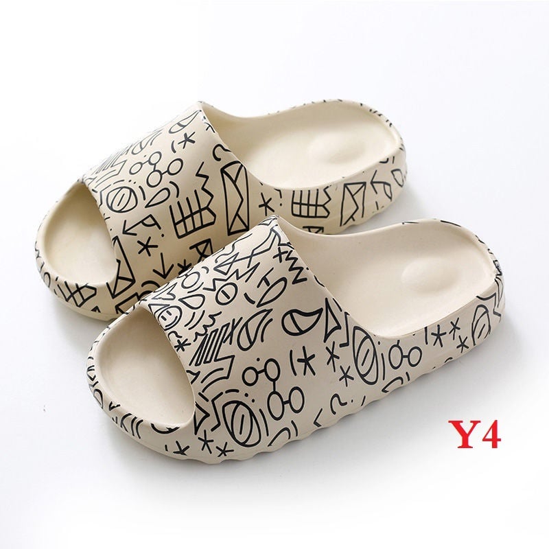 Men Women Yeezy Similar Sides Slippers Graffiti Sesame Street Skull Pattern Beach Shoes Sandals Indoor Outdoor Slipper