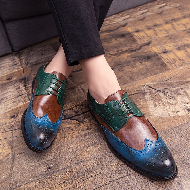 New Men Dress Shoes Leather Comfortable Men Business Shoes Mixed Colors Men's Brock Shoes Breathable Non-slip Men's Shoes