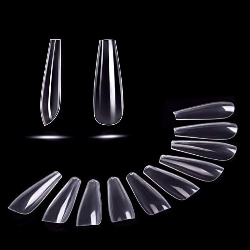 New 100pcs Professional Fake Nail Long Ballerina Coffin Square Almond Full Cover French Acrylic False Nail Tips 10 Sizes