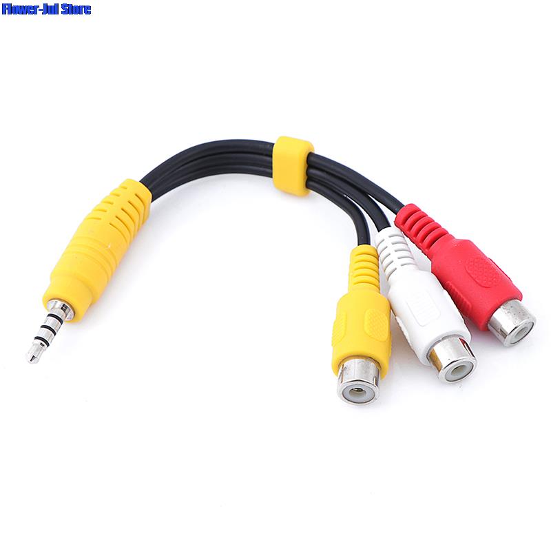 3.5mm Aux Male Stereo to 3 RCA Female Audio Video AV Adapter Cable for High-Performance Video and Audio Playback 1pcs 1PCS Black