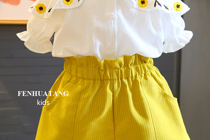 Summer Girls Clothes Sets Children's Clothing Fashion Girl Shirt Top+ Shorts Suits Kids Clothing 2pcs &