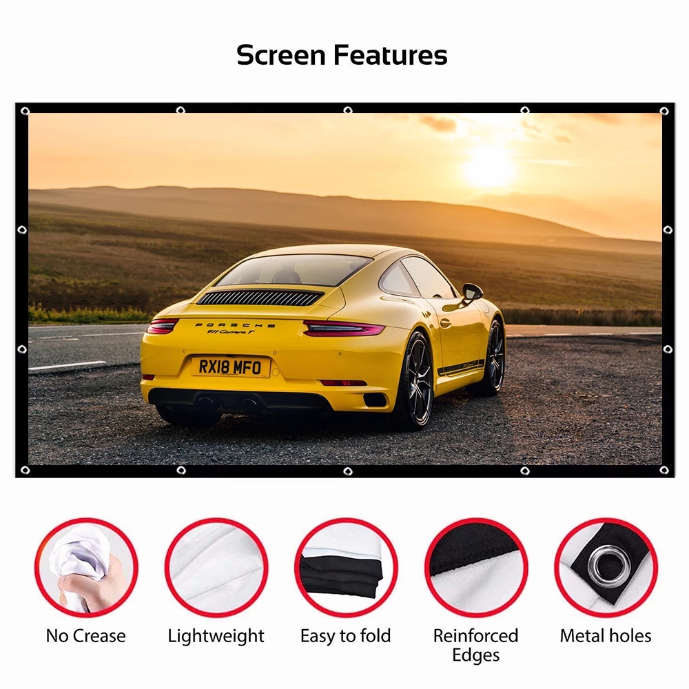 100Inch Projector simple curtain home outdoor KTV office portable 3d HD projector screen