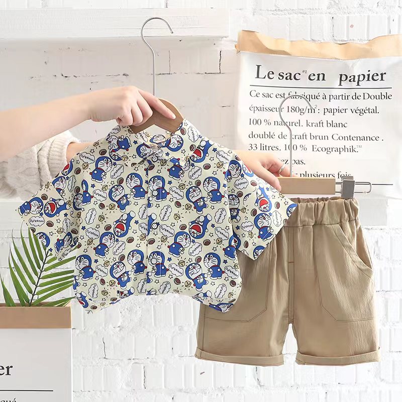 Summer New Boys' Matching Set Popular Cartoon Animal Short Sleeve Shorts Two Piece Set by Manufacturers
