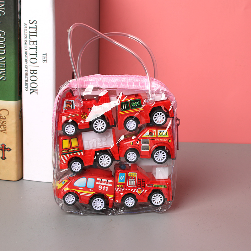 6pcs Car Model Toy Pull Back Car Toys Mobile Vehicle Fire Truck Taxi Model Kid Mini Cars Boy Toys Gift &