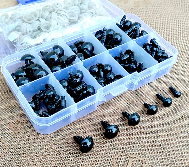 100pcs 10mm Eyeball Doll Accessories Black Plastic Plush Safety Eyes Amigurumi For Toys 6mm 8mm 12mm DIY Funny Toy Eyes Animal