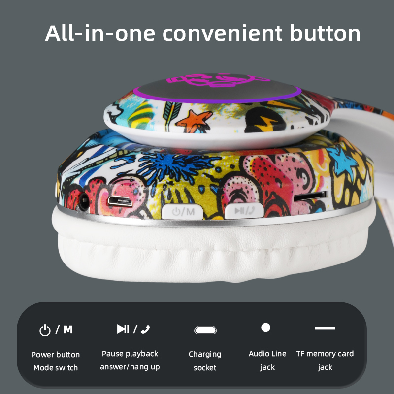 Kids Bluetooth Headphones Wireless Headphones Bluetooth Earphone Headset Music Game Headphones Foldable Flash Light Headset Gift