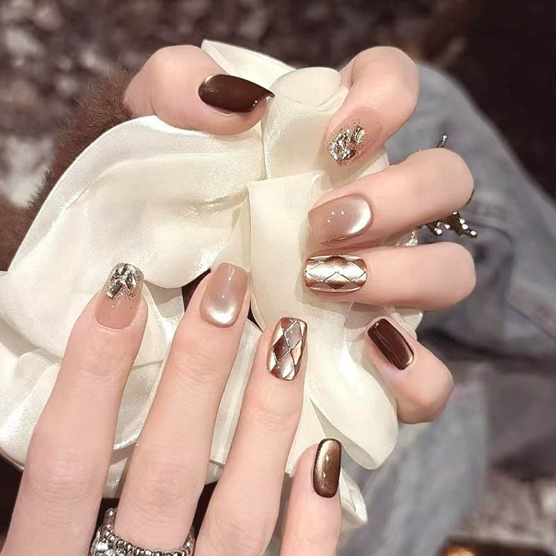 24pcs/set Middle Long Nails Multicolor Water-drop False Nails Finished Nail Art Fake Nails Art Nail