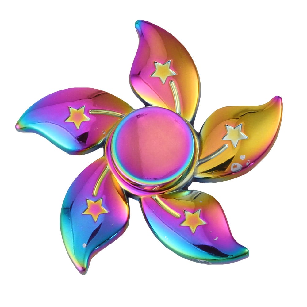 Rainbow Bauhinia Flower Star Metal Spinner Fidget Hand Finger Gyro EDC Focus Toy Tri-spinner Stress Toy Gift